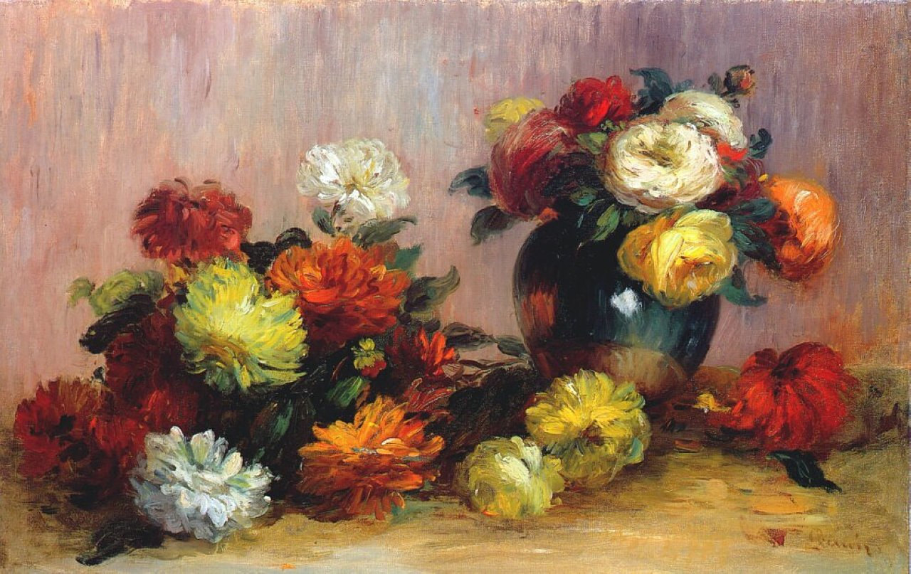 Bouquets of Flowers - Pierre-Auguste Renoir painting on canvas